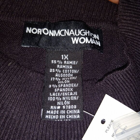 Norton McNaughton Size 1X Sweater Knit Top Black Lace Front Sleeveless - Picture 5 of 7